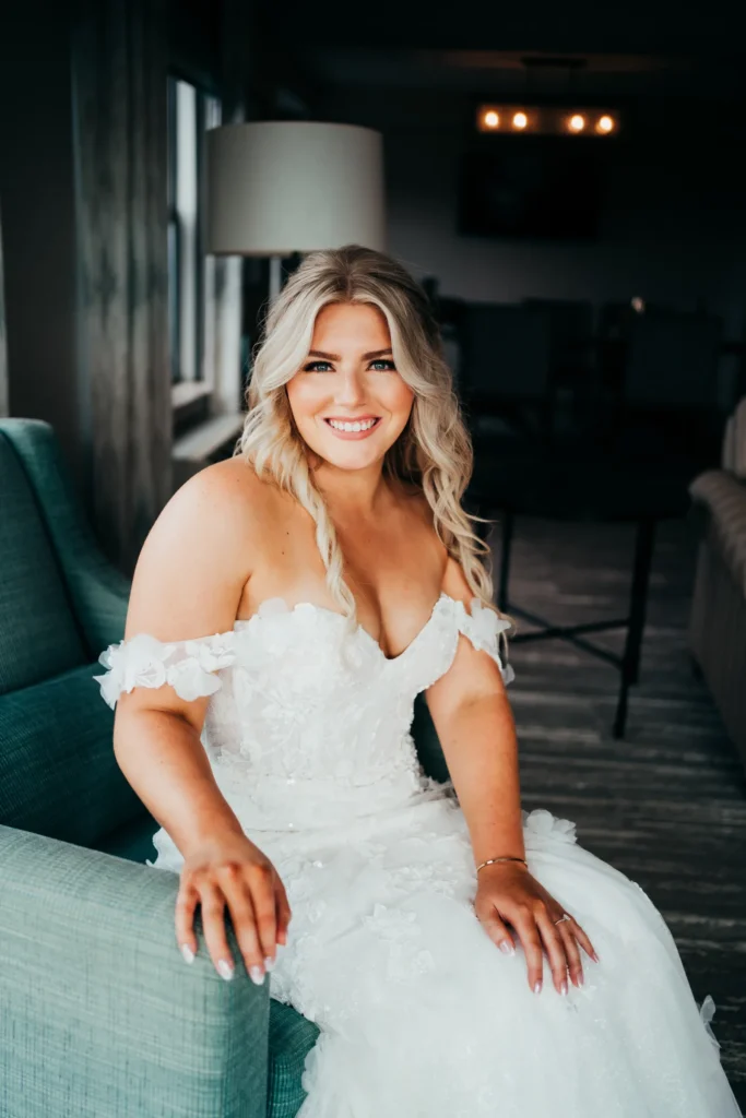 Bride showing off her makeup in Troy NY